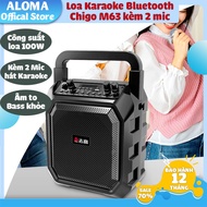 Loa Bluetooth công suất 100W Chigo M63 kèm 2 mic âm trầm bass khoẻ pin trâu
