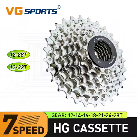 1pc VG Sports 7 Speed Road Bike Cassette 12-28T/32T Silver Color Bicycle Freewheel Sprocket Cogs 7s 