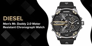 (Real Photo)Original Diesel Mr. Daddy 2.0 Mens Chronograph Black Leather Watch DZ7348 Jam Tangan Lel