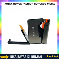 BAYAR DITEMPAT / Kotak Rokok Fashion Bungkus Metal Case with Lighter Korek / Kotak Bungkus Rokok / F