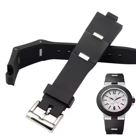 Rubber Silicone Watchband for Bvlgari Watch Strap with notch 22X8mm 24X8mm DP42C14SVDGMT chain Male 