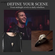 3D Crow Skull Nelace Resin Dark Gothic Raven Pendant Halloween Goth Jewelry for Daily Outfit Matchin