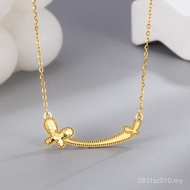 Niche Design Clavicle Chain s925 Fashion Exquisite Smile Sterling Silver Classy Square Necklace Simp