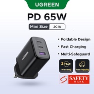 【3 Ports】UGREEN GaN 65W USB-C USB-A Fast Charger Travel Adapter compatible with iPhone 16 Pro Max, i