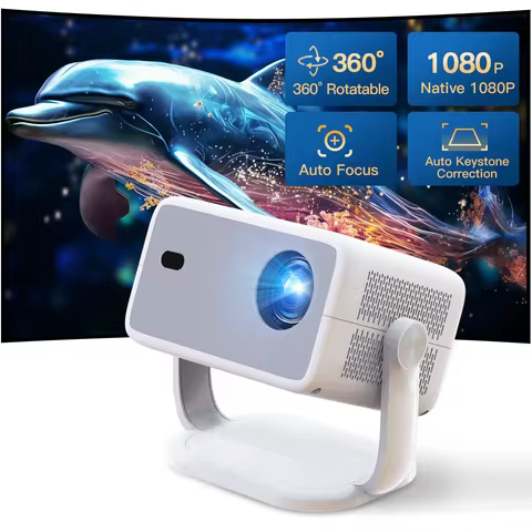 LynCast L018 Home Projector 800ANSI Native 1080P 8K Support Android 14 WiFi6 BT5.4 Portable Movie Pr