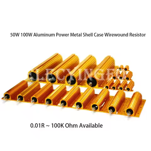 RX24 100W 50W Watt Power Metal Shell Aluminium Gold Resistor 1R 2R 3R 4R 5R 6R 8R 10R 15R 20R 30R 40