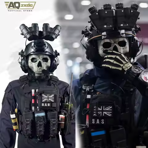 Airsoft Cod 19 Night Raid Ghost Cosplay Full Set of Equipment Ghost Tactical Mask & Vest & Hemlet Se