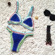 Bikini 2026 Women Handmade Crochet Knit Swimwear Beach Push Up Bra Patchwork Bathing Suit Swimsuit B