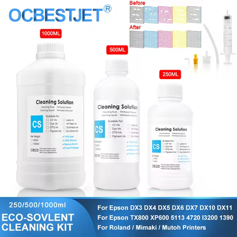 Eco-Solvent Ink Cleaning Solution For Epson/Roland/Mimaki/Mutoh 1390 L800 L1800 DX5 DX7 TX800 XP600 