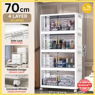 HomeGo 70cmW Portable Almari Baju Plastic Wardrobe with Drawers Almari Plastik Clothes Cabinet With 