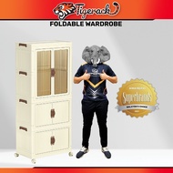 TIGERACK Clothes Cabinet Closet Wardrobe Storage Aesthetic Folding Sliding Almari Baju Plastik Kukuh