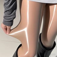 袜子 stokin perempuan [Gelongsor besar dan terang] Stoking minyak kuda berkilat minyak Aurora selebrit