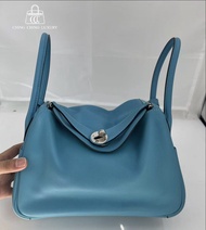Hermes🌈Lindy 26🩵北方藍色內拼綠色銀扣🩵97.5新🌟Swift皮🌟lindy26🌟lindy🌟notminilindy🌟notlindy30🌟愛馬仕🌟