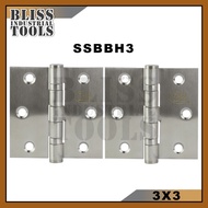 B.I.T SSBBH3 3"x3" (2pcs) Stainless Steel Wardrobe Cabinet Door Folded Door Hinge