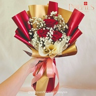 Fresh Premium 3 Red Roses Bouquet (meaning of 3 red roses is I Love You, only KLANG VALLEY areas) 我爱