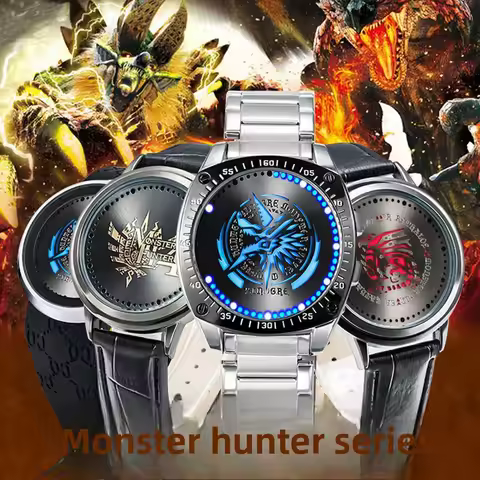 Monster Hunter Luminous Watch Male Fire Dragon Thunder Wolf Dragon Animation LED Touch Screen Waterp