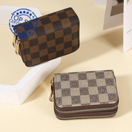 Double Zipper Wallet Plaid Flower Pattern Multi-function Retro Card Holder Holder Multi-card F3i1