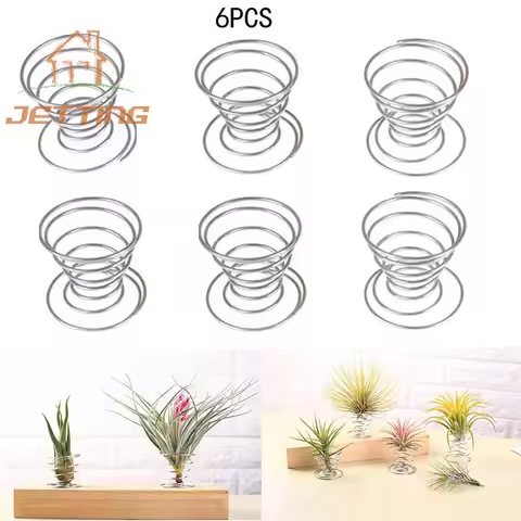 6 Pcs Flower Pot Stainless Steel Air Plant Stand Container Tillandsia Holder