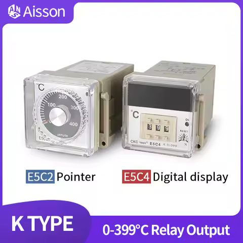 E5C2 E5C4 Temperature Controller Pointer knob Digital display AC 220V 0-399℃ Relay Output K Input Wi