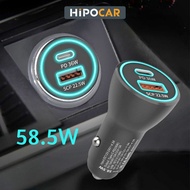 HipoCar Type C 58,5W fast charger for cars and motorbikes, charging port supports USB PD 12V/24V, co