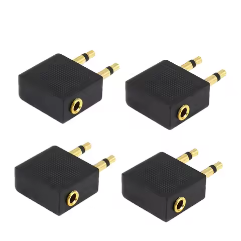 Airplane Headphone Adapter Double 3.5mm Male to 3.5mm Female Airline Plane Headset Converter for Ear