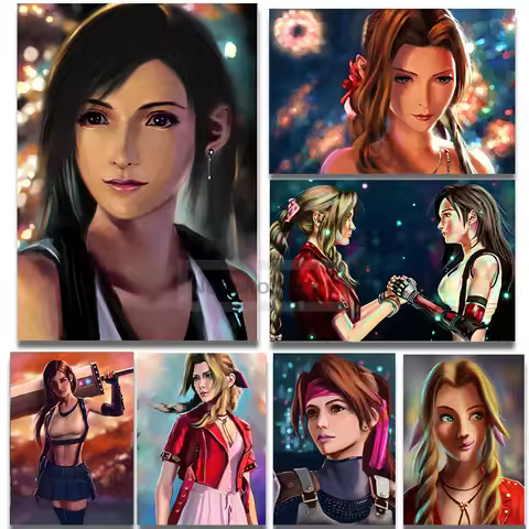 Game Final Fantasy VII Character Poster Tifa Cloud Aerith Prints Canvas Painting Final Fantasy Wall 