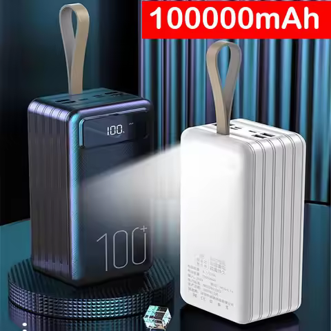 100000mAh Super Capacity Power Bank 4 USB Port for iPhone 16 15 Xiaomi Samsung Fast Charging Powerba