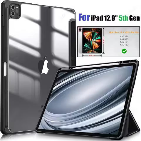 For New Case iPad Pro 12.9 Case 2021 2020 2018 Slim Stand Hard Back Shell Smart Cover for iPad Pro 1