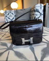 Hermès Constance Alligator 19 黑色鱷魚皮
