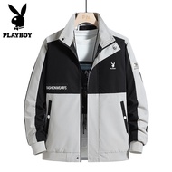 PLAYBOY Autumn Korean Men S Jacket Color-Blocking Collage Outer Wear Regular Long-Sleeve Youth Popul
