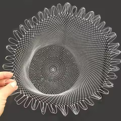 Outdoor 40/50/60 cm Double Line Braided Mesh Fishing Landing Net Fishing Tools Mesh Hole for Bass Tr