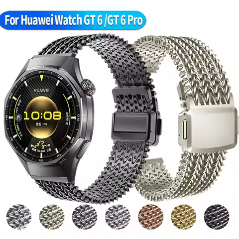 22mm Magnetic Mesh Loop For Huawei Watch GT6/GT 6 Pro 46mm Metal Strap For Huawei GT5 GT4 GT3 GT2 46