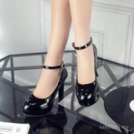 Cinderella-Inspired Waterproof Platform Mary Jane High Heels - Ready Stock