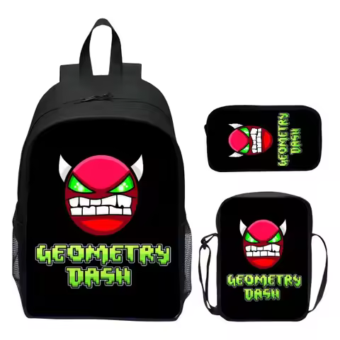 16 inch children's backpack set, geometry dash, elementary school backpack, kindergarten backpack, s