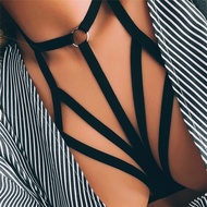 SEN Jettingbuy Womens Elastic Bandage Goth Cage BRA TOP Body Harness Cross Crop Straps Lingerie
