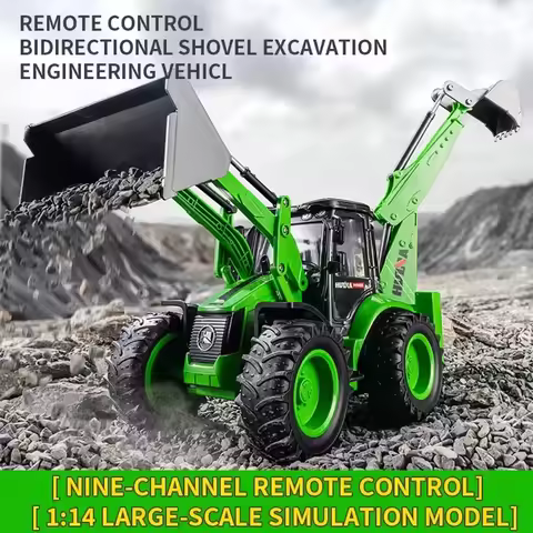 HUINA 1579 1:14 RC Car 9CH RC Digger Loader Trucks Engineering Excavator Bulldozer Remote Control Ve