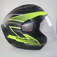 Helm Half Face Zeus 611 Techno Green
