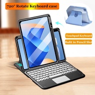 360°Rotation Keyboard Cover for IPad 10th 10.9 2022 Air 5 Air 4 Air 3 2 1 Pro 11 2021 2020 2018 10.5 Pro 9.7 2016 2017 5th 6th Round Cap Touchpad Keyboard with Pencil Slot