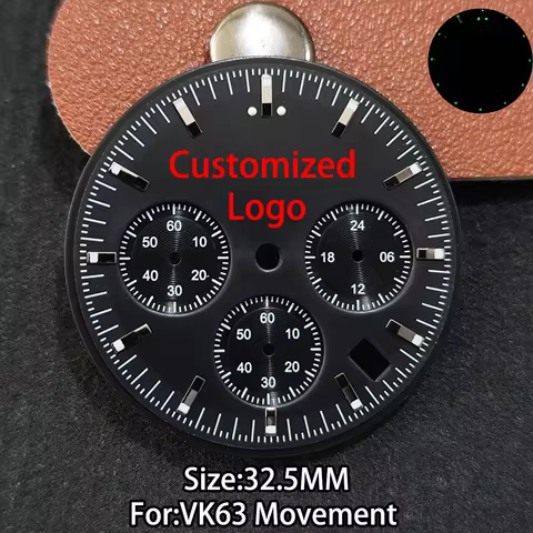 Customized Logo VK63 Dial 32.5MM VK63 Dials For 32.5MM VK63 Watch Dials Custom Logo VK63 Dial DIY VK