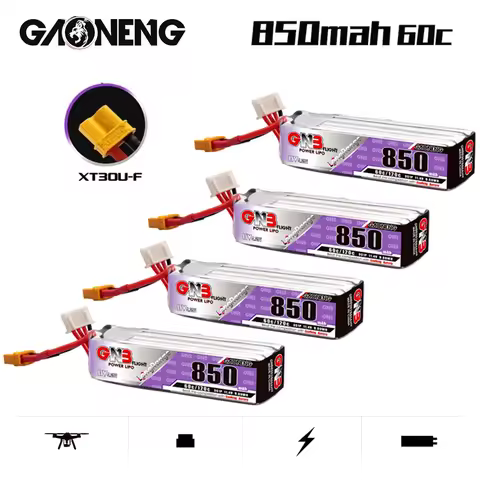1-10PCS GNB 850mAh 3S 11.4V 60C/120C HV Lipo Battery With XT30U-F Plug for FPV Racing Drone 4 Axis U