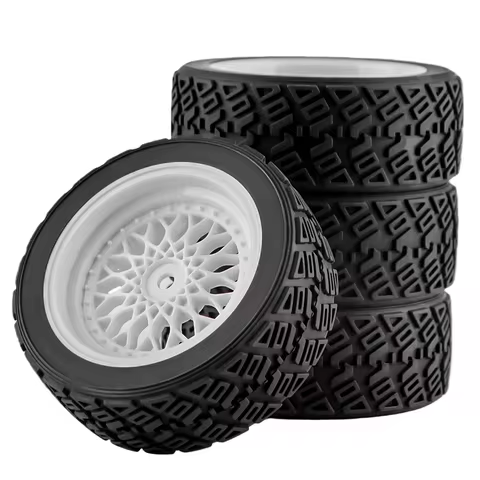 RC On-Road Tire and Wheel Set with 12mm Hex for 1/10 Touring Car Tamiya TT-01, TT-02, Kyosho FW-06 (