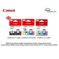CANON PG-47 BLACK/ CL-57/ CL-57S COLOR INK CARTRIDGE FOR E3170/E3177/E3370/E3470/E410/E417/E470/E477/E4270 (ORIGINAL)