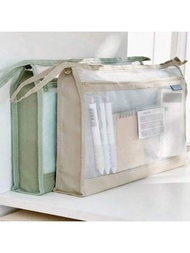 1入組大容量A4尺寸透明網眼文件收納袋，雙拉鍊，適用於學生學習手提袋和作業袋