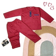 setelan anak piyama terbaru laki laki perempuan set polos anak kiano kancingan usia 1-5 tahun