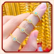 แหวนอิตาลีแท้ 18k 96.2% ทองบริสุทธิ์ผู้หญิงรอบ Moissanite เครื่องประดับแต่งงานทอง แท้ หลุด จำนำ