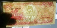 Gress Mulus Asli 100 rupiah Perahu Pinisi tahun 1992 Rp uang kertas kuno duit jadul lawas lama Indon