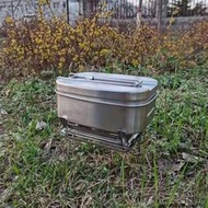 05單兵飯盒野戰炊具多功能餐具戶外304不銹鋼飯盒支架口糧野營盒