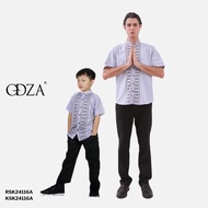 Odza Baju Koko Couple Ayah Anak Set Keluarga Lengan Pendek Jumbo Garreth Abu-Abu Muda