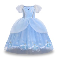 ZZOOI Disney Girls Cinderella Princess Cosplay Costume Kids Children Vestidos Party Ball Gown Dress 