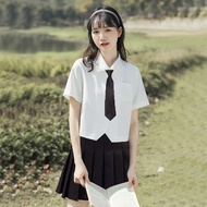 JK服衬衫/JK short sleeved shirt学院风短款白色衬衫女短袖衬衣设计感小众日系上衣jk制服套装现货 24-10-8